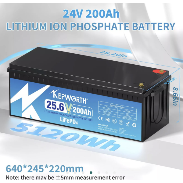 Акумулятор літій-залізо-фосфатний Kepworth LiFePO4 24V/200AH (5120W*h)
