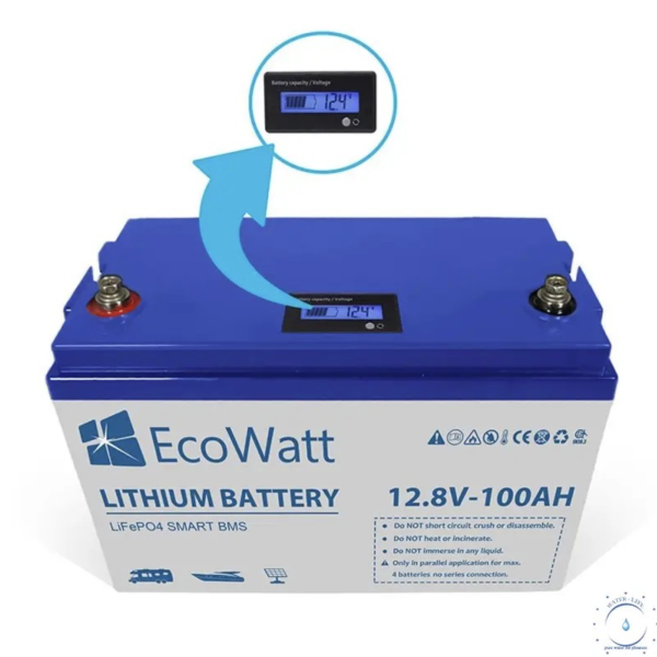 Акумулятор літій-залізо-фосфатний EcoWatt LiFePO4 Smart BMS 12.8V 100Ah для ДБЖ
