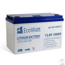 Акумулятор літій-залізо-фосфатний EcoWatt LiFePO4 Smart BMS 12.8V 100Ah для ДБЖ