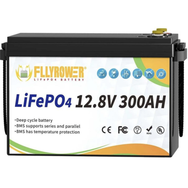 Акумулятор літій-залізо-фосфатний FlyPower LiFePO4 12V 300Ah, 3840 Wh для ІБП (UPS)