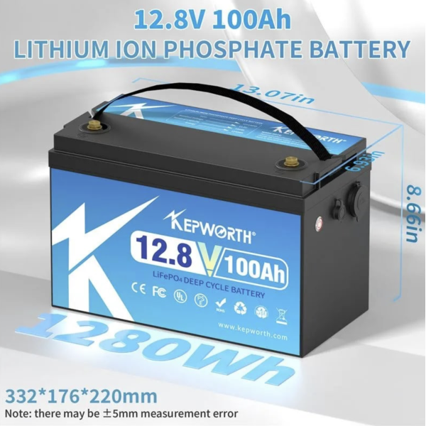 Акумулятор літій-залізо-фосфатний Kepworth LiFePO4 12V 100Ah для дому, котла та сонячних систем