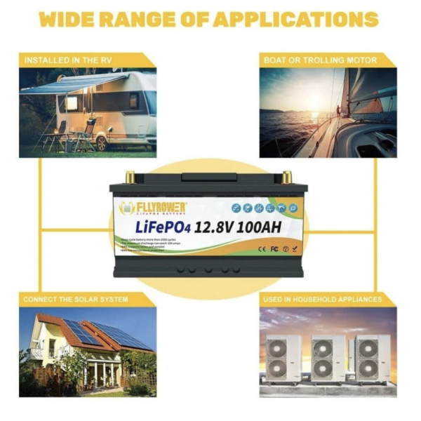 Акумулятор літій-залізо-фосфатний FlyPower LiFePO4 12V 100Ah, 1280 Wh для ІБЖ