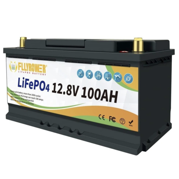 Акумулятор літій-залізо-фосфатний FlyPower LiFePO4 12V 100Ah, 1280 Wh для ІБЖ