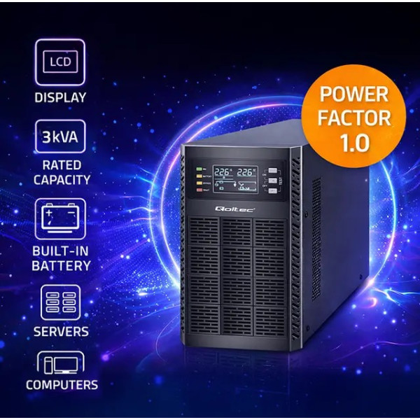 Блок безперебійного живлення Qoltec 3000Вт з чистою синусоїдою
