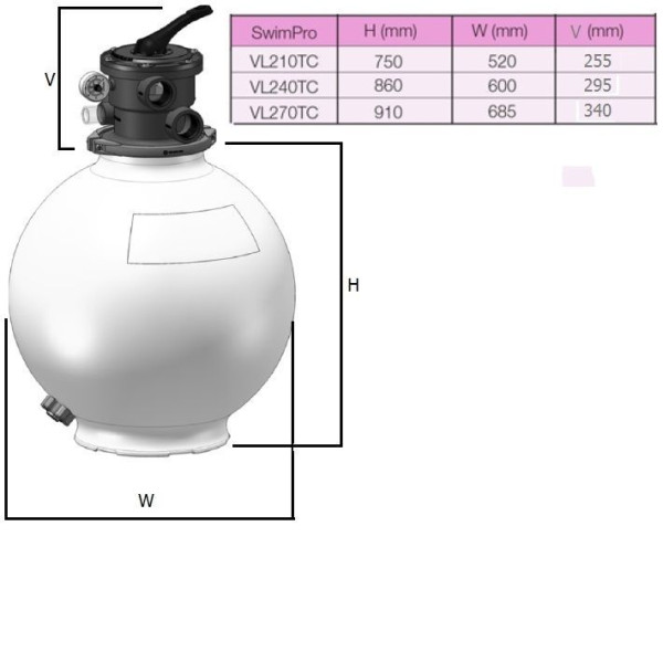 Фільтр Hayward SwimPro VL240T (11 м3/год, D600)