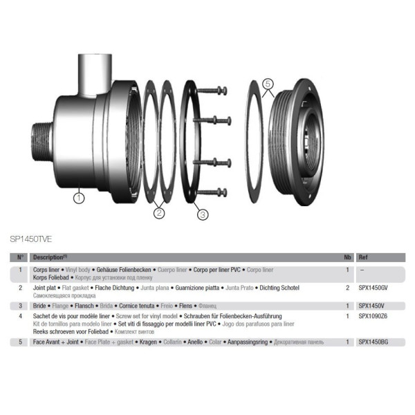 Гідромасажна форсунка для басейну Hayward Turbo Jet SP1450TVE лайнер (50 мм)