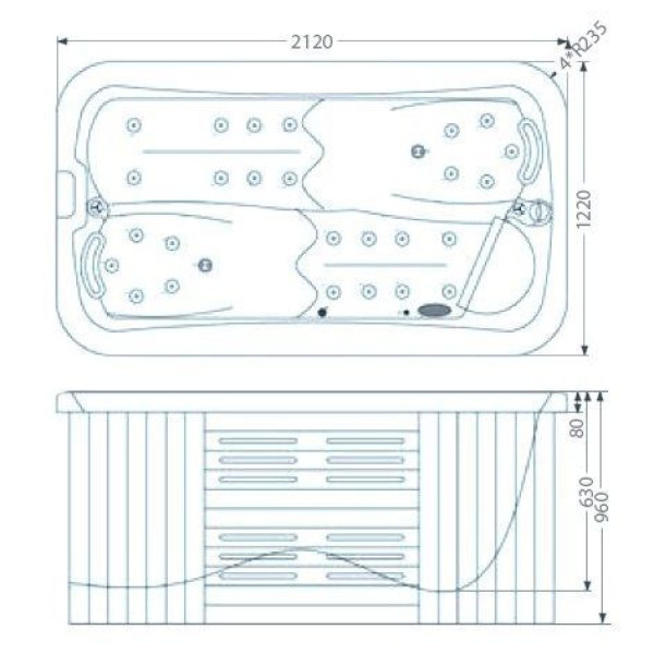 Гідромасажний басейн IQUE Capri 2100-CDL-BP (WiFi) (212х112х74)