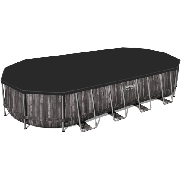 Каркасний басейн Bestway Wood Style 5611T (732х366х122 см) з картриджним фільтром, сходами та тентом