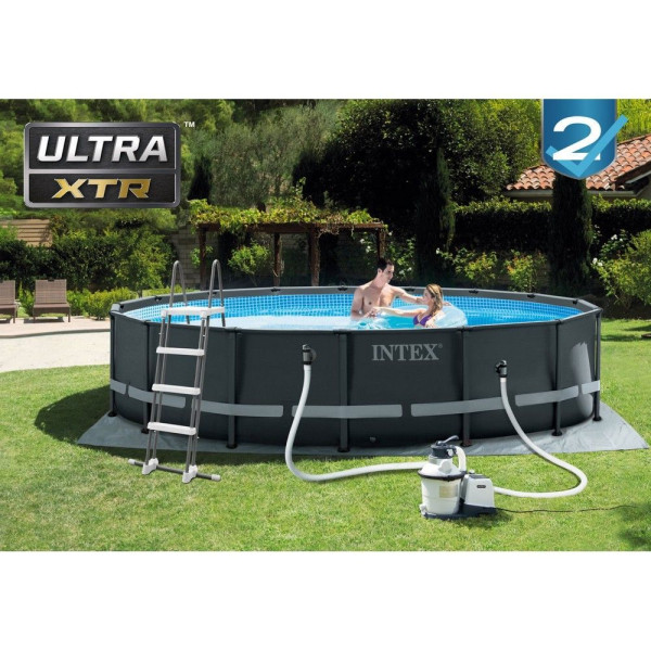 Каркасний басейн Intex 26326 ULTRA XTR (488х122 см) з пісочним фільтром, сходами та тентом