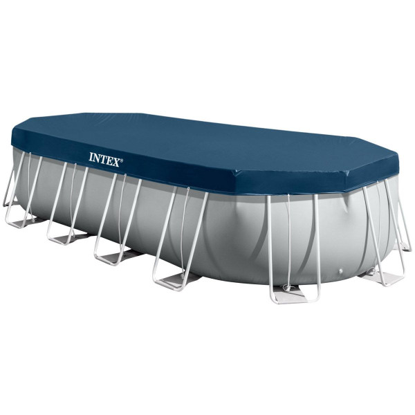 Каркасний басейн Intex 26798 OVAL (610х305х122 см) з картриджним фільтром, сходами та тентом