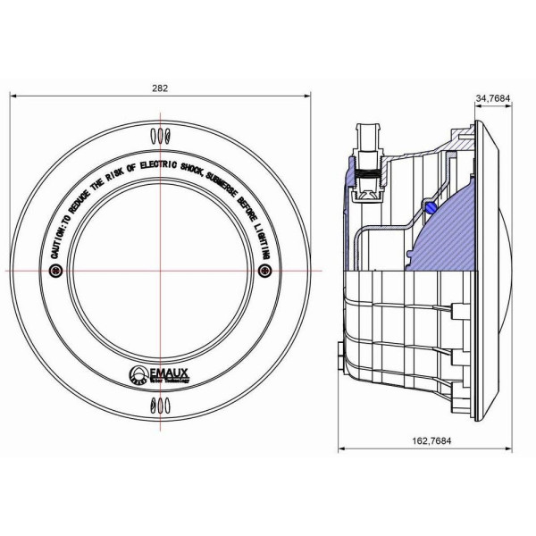 Корпус прожектора для басейну Emaux PAR56 NP300-P (без лампи), латунні вставки