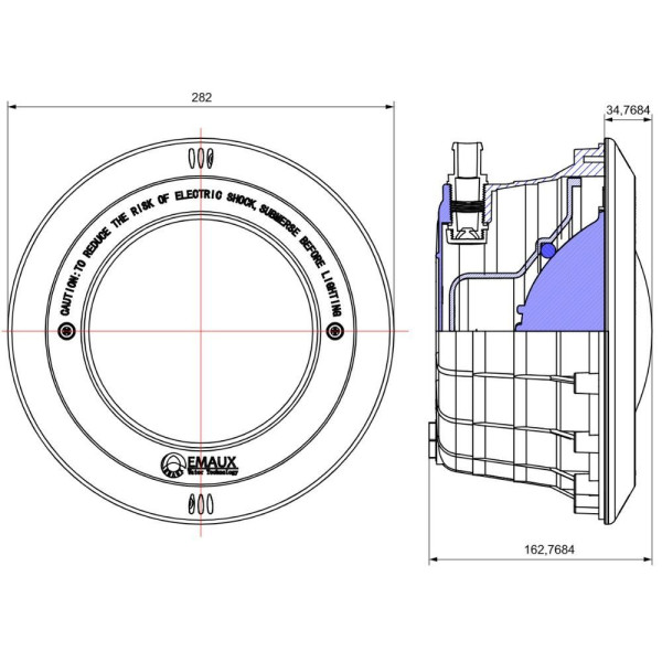 Корпус прожектора Emaux PAR56 NP300-S (без лампи) S/S накладка, латунні вставки, уцінка