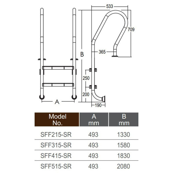 Сходи для басейну Emaux Mixta SFF315-SR (3 ступені)
