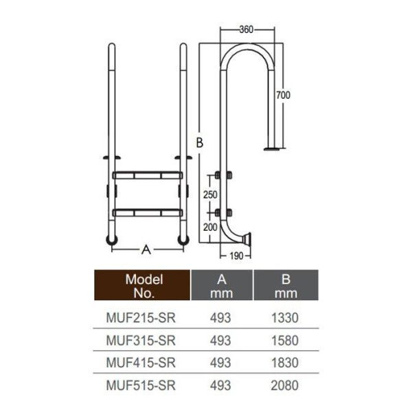Сходи для басейну Emaux Muro MUF415-SR (4 ступені)