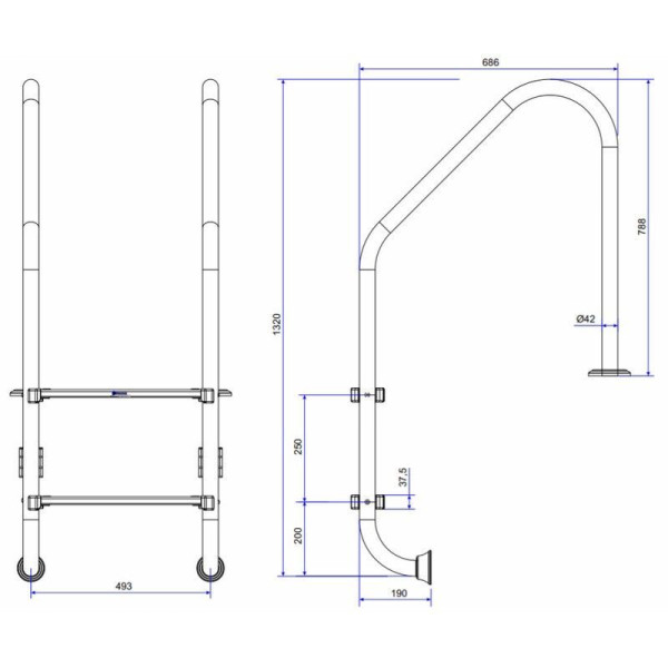 Сходи для басейну Emaux Standard NSL215-SR (2 ступені)