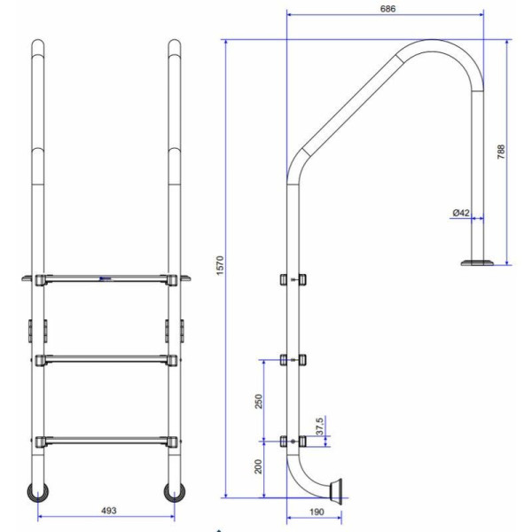 Сходи для басейну Emaux Standard NSL315-SR (3 ступені)