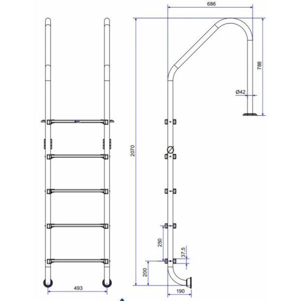 Сходи для басейну Emaux Standard NSL515-SR (5 ступенів)