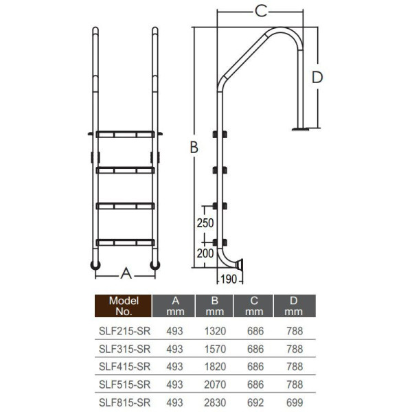 Сходи для басейну Emaux Standard SLF515-SR (5 ступенів)