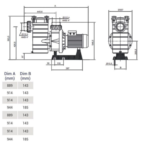 Насос Hayward HCP40753E1 KAN760 T2.B (380 В, 104.5 м3/год, 7.5 HP)
