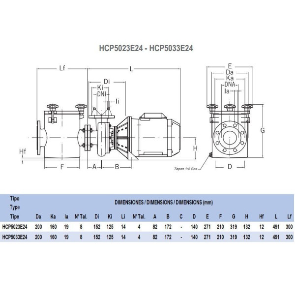 Насос Hayward HCP5033E24 (380В, 27 м3/год, 3HP)