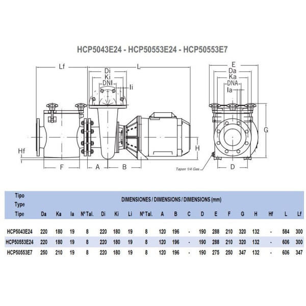 Насос Hayward HCP50553E24 (380В, 58 м3/год, 5.5 HP)