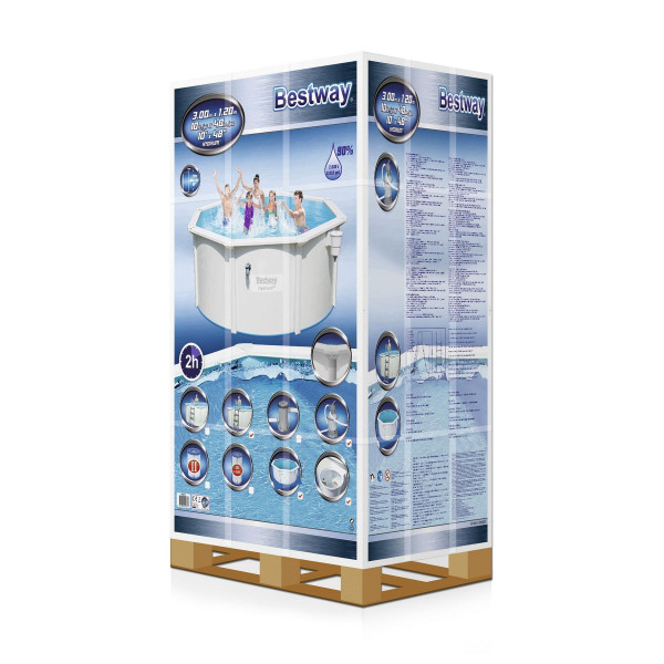 Збірний басейн Bestway Hydrium 56566 (300x120 см) з пісочним фільтром, сходами та тентом
