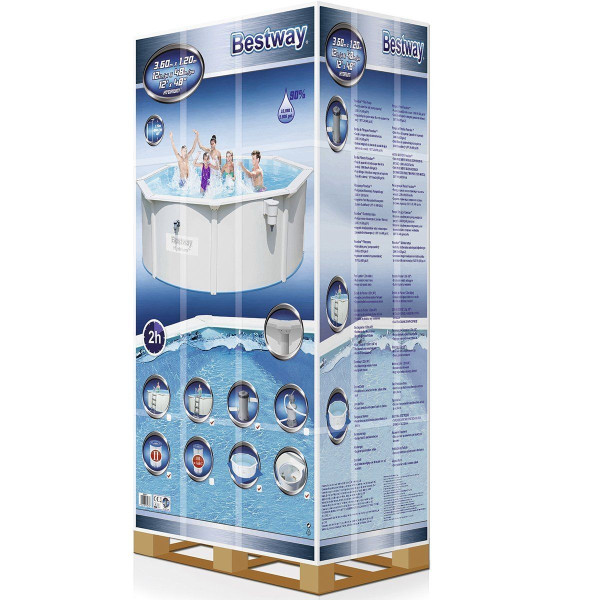 Збірний басейн Bestway Hydrium 56574 (360x120 см) з пісочним фільтром, сходами та тентом