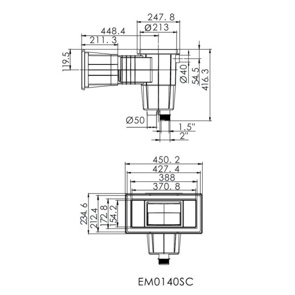 Скімер для басейну Emaux EM0140-S Wide бетон