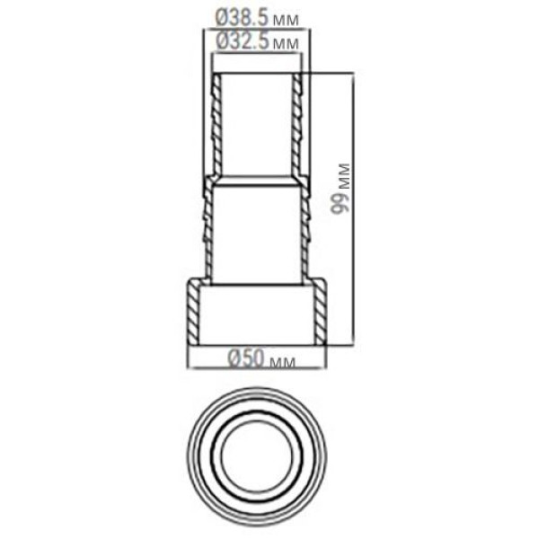 З'єднувач шланга для басейну Emaux 91609006, клейовий (32/38х50 мм)