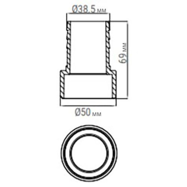 З'єднувач шланга для басейну Emaux 91609007, клейовий (38х50 мм)