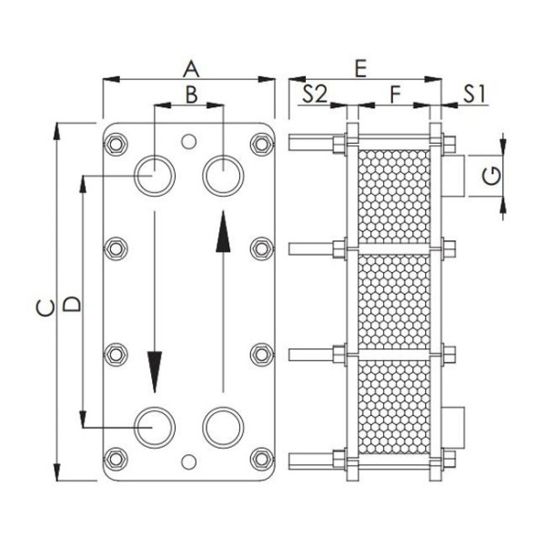 Теплообмінник пластинчастий Techno System (819 кВт, 316L)